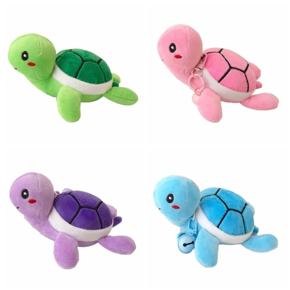 Llavero de peluche tortuga con campana, colgante para bolso