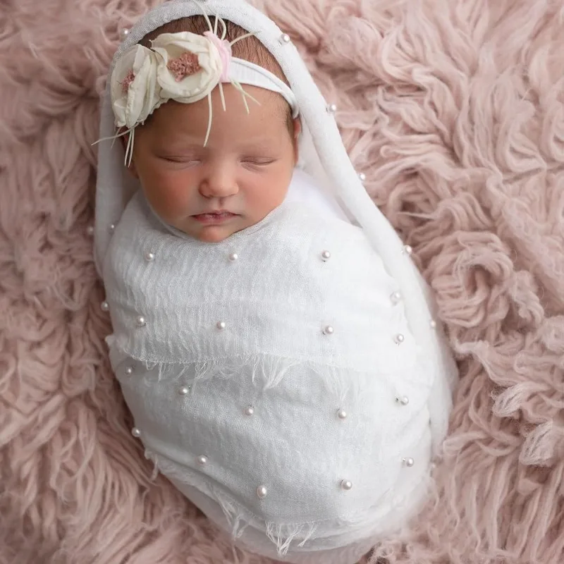 Accesorios sesión de fotos recién nacido niña – diadema y perlas - imagen 2