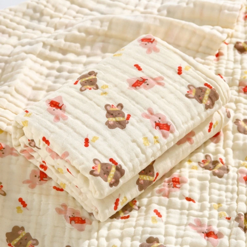 Manta de muselina de algodón para bebé con estampado conejo suave - imagen 4