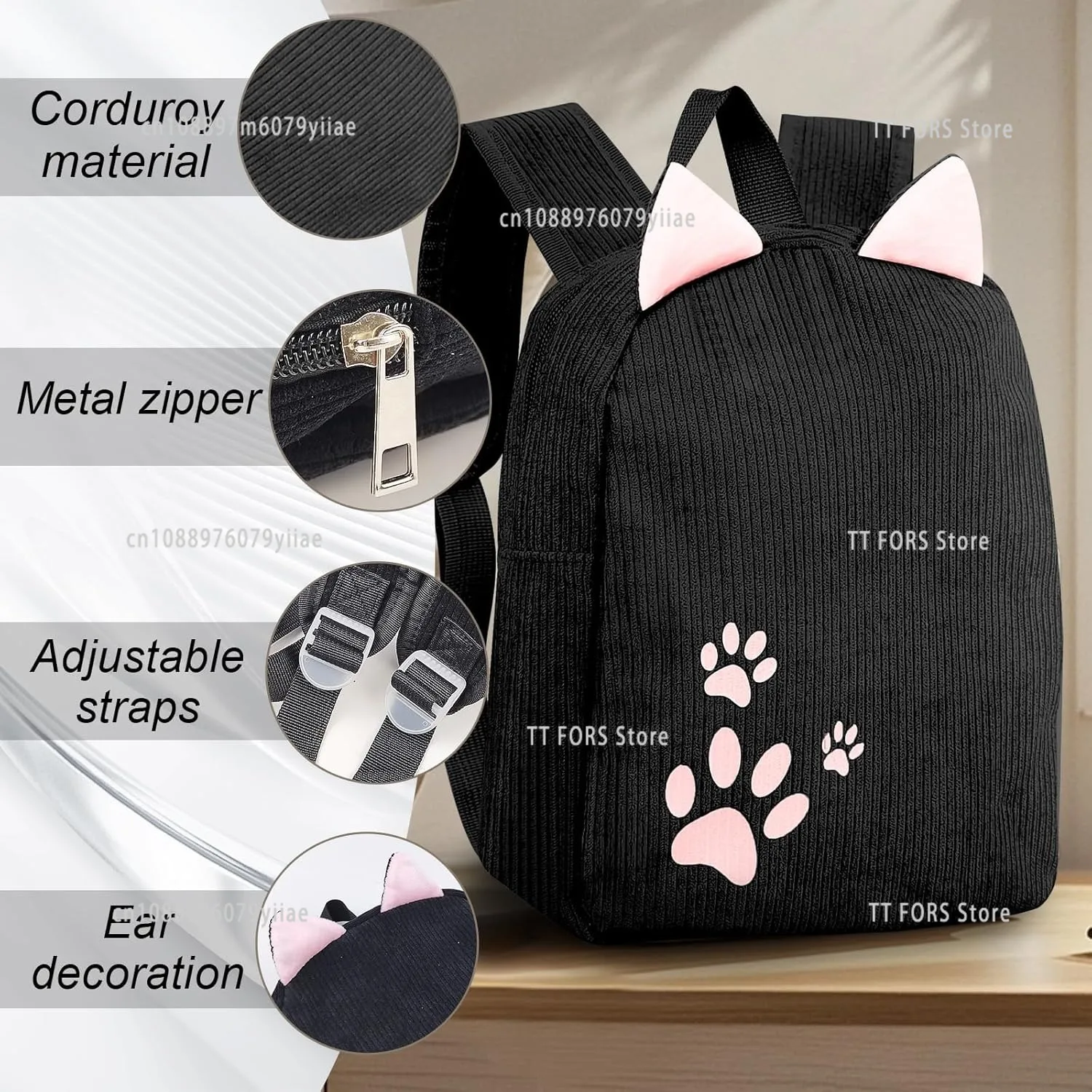 Mochila infantil de pana con dibujos animados, gran capacidad - imagen 2