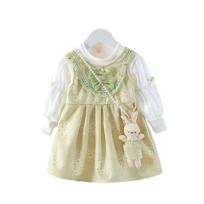 Vestido de manga larga con estampado floral para niña primavera - imagen 3