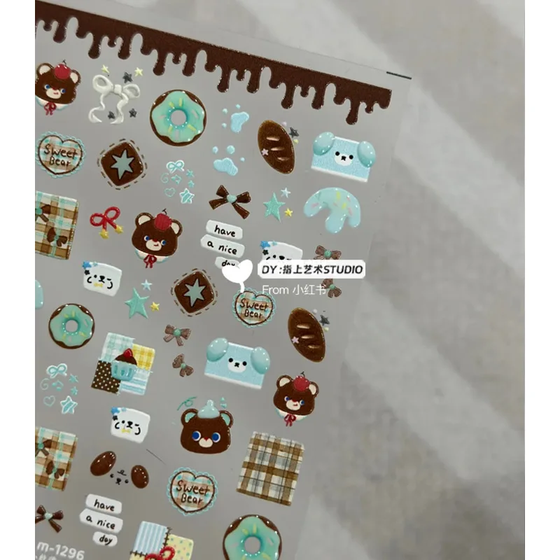 Pegatinas en relieve de osito de chocolate impermeables, coreanas - imagen 3