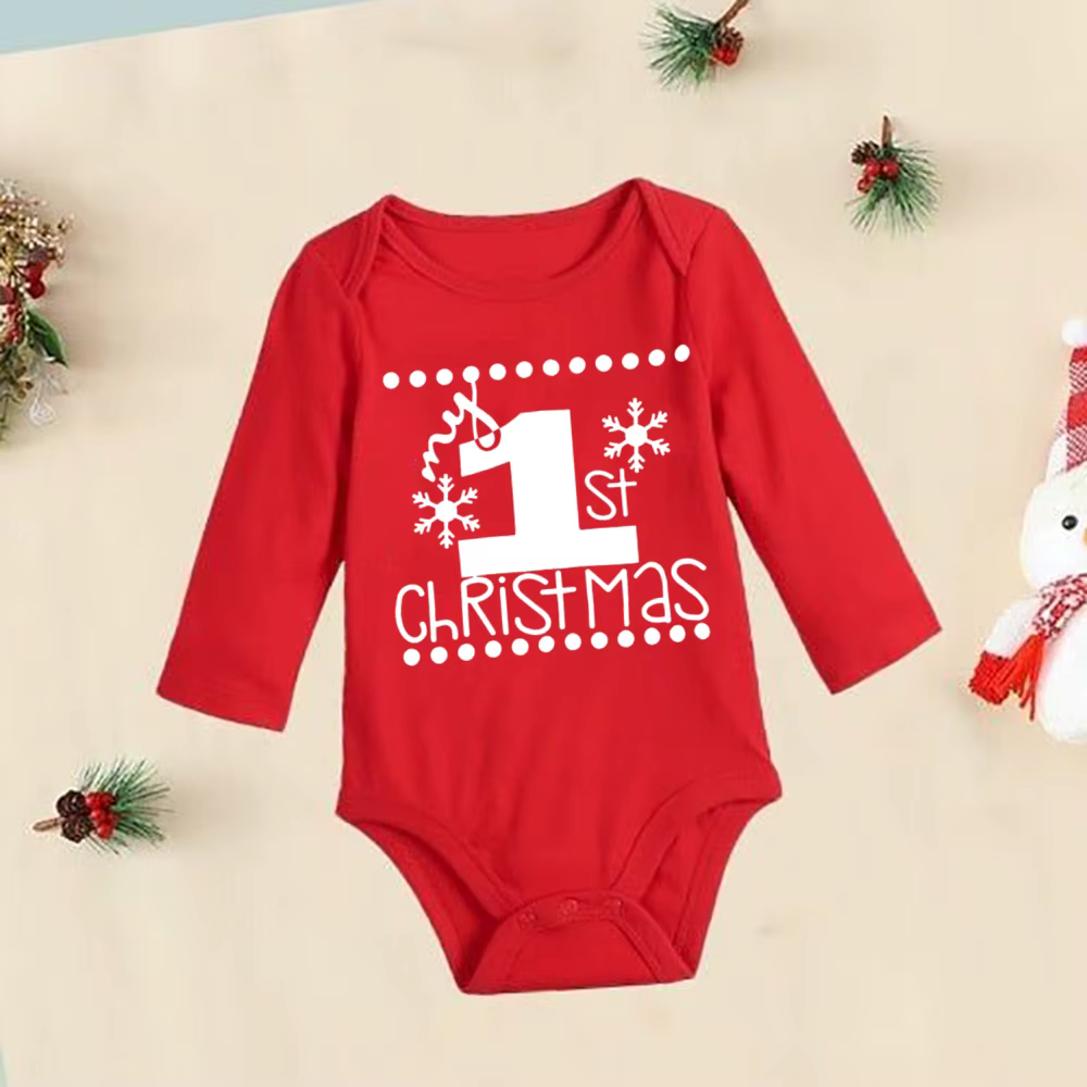 Body pertama Navidad rouge coton manche longue unisex – Vêtements bébé
