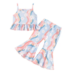 Conjunto de verano para niña camiseta sin mangas y pantalón acampanado
