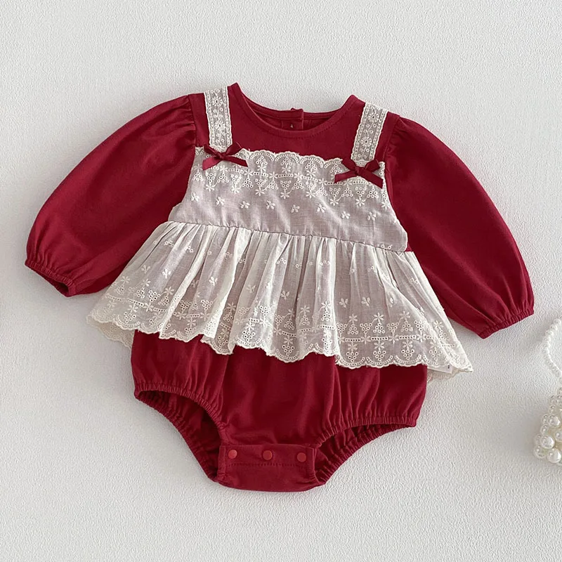 Herfst Body bebé de manga larga para niña con estampado princesa roja - imagen 3