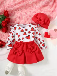 Conjunto San Valentín para niña – Top corazón y falda roja
