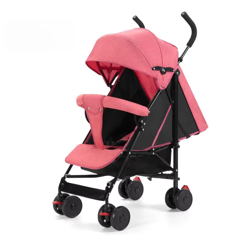 Cochecito de bebé con asiento reclinable y parasol plegable
