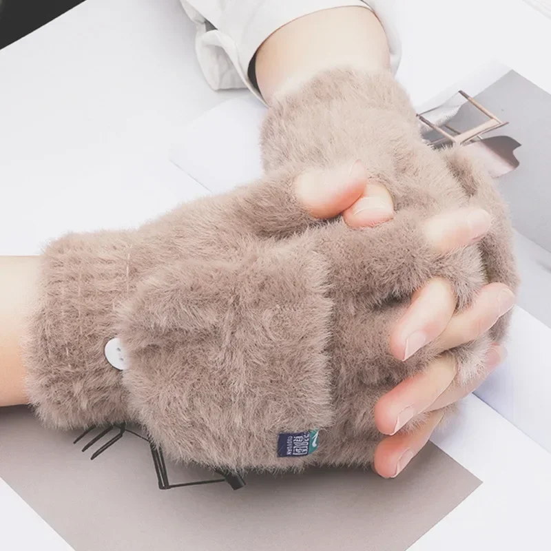 Guantes de felpa sin dedos para estudiantes, cálidos y gruesos - imagen 2
