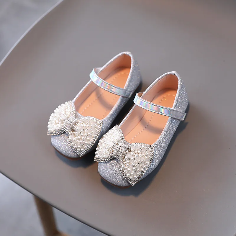 Zapatos Mary Jane de cuero con lazo de lentejuelas para niña - imagen 3