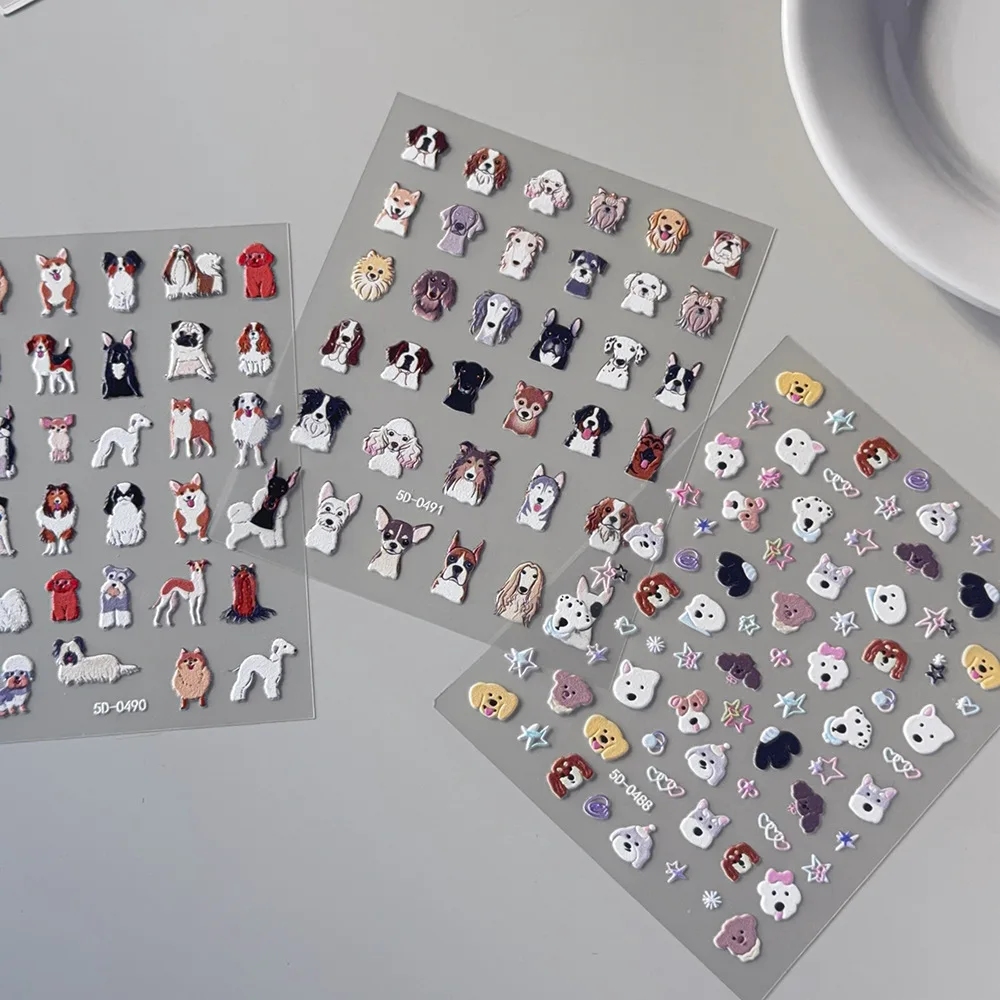 Pegatinas Kawaii de perros y gatos con efecto en relieve