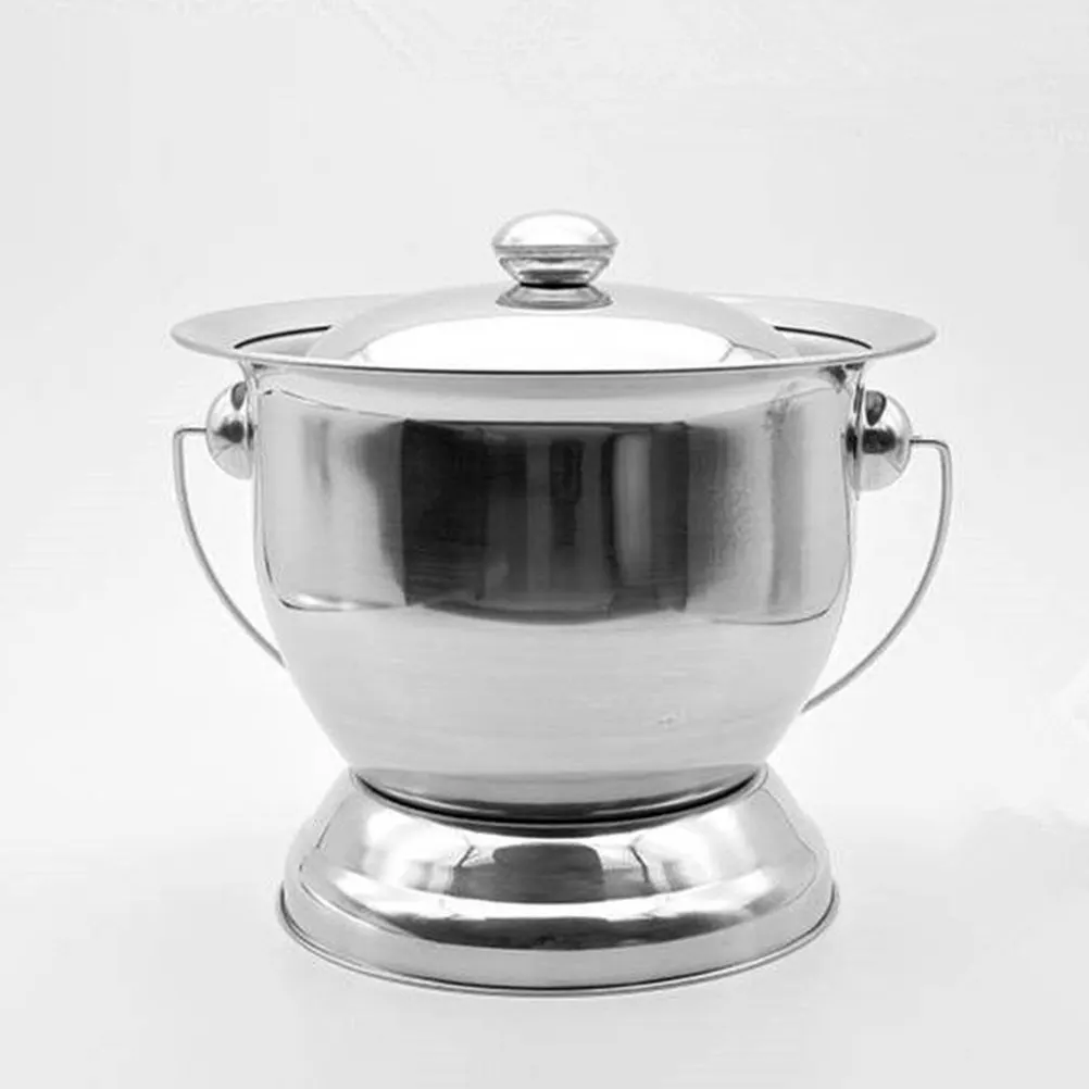 Orinal portátil de acero inoxidable con tapa para noche fácil limpieza - imagen 3