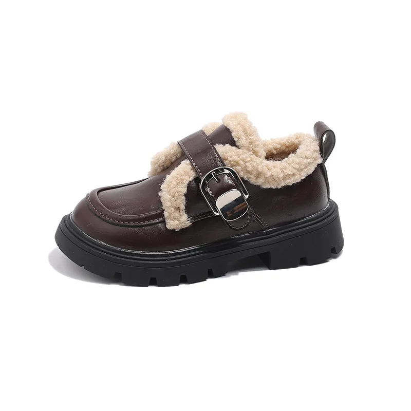 Mocasines de invierno de piel para niños, suela blanda térmica - imagen 4