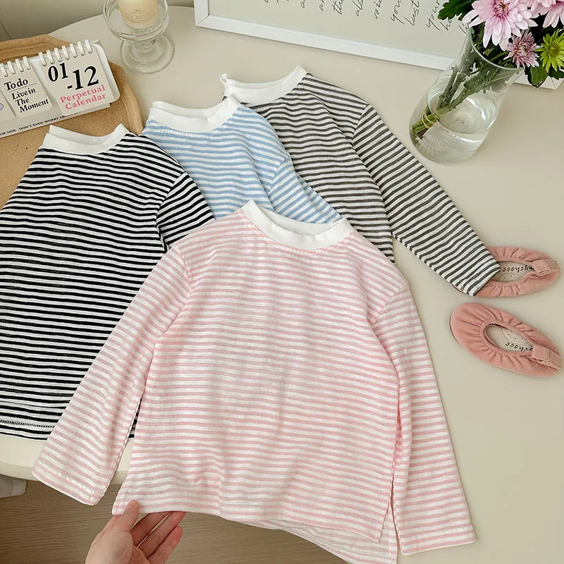 Camisetas de algodón a rayas para niños y niñas - imagen 3