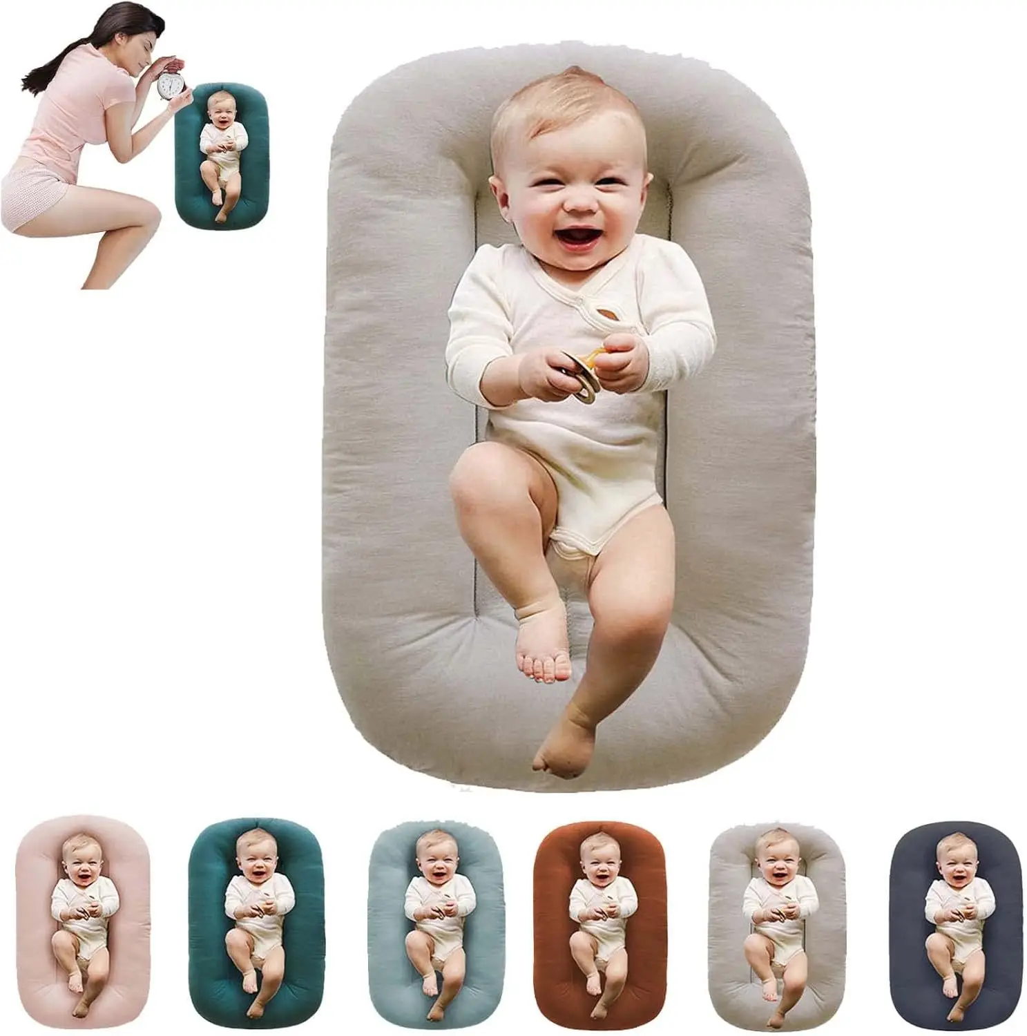 Nido de bebé portátil en algodón para dormir con funda acolchada - imagen 2