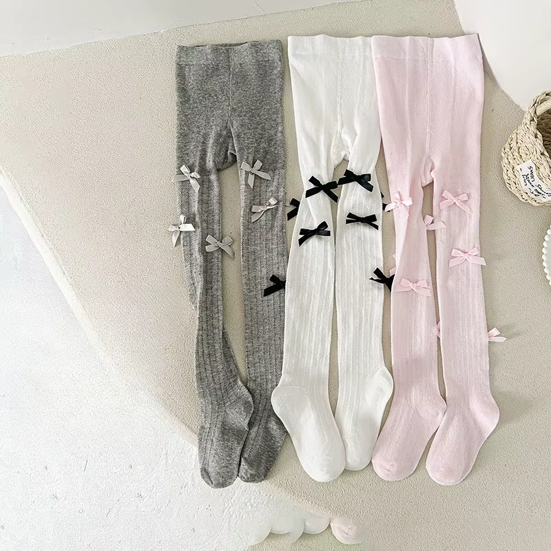 Pantimedias de algodón estilo Lolita con lazo para niña suave - imagen 5