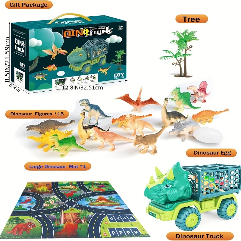 Set dinosaurios con camión y alfombra de actividades para niños - imagen 5