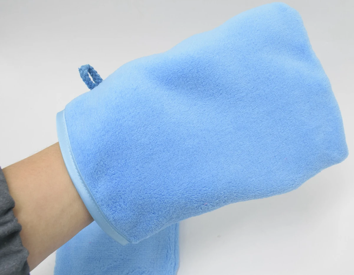 Guante de limpieza facial reutilizable con microfibra y paño desmaquillante