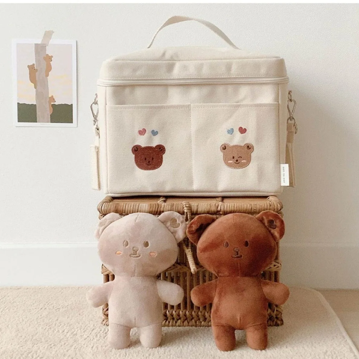Bolsa térmica de oso para cochecito infantil, portátil - imagen 3