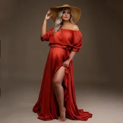 Vestido de maternidad largo de algodón bohemio oxidado para sesión