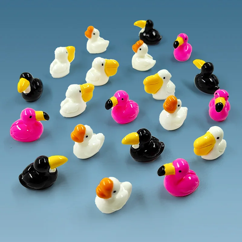 Estatuilla de animales mini para jardín - Flamenco, tucán y pelícano