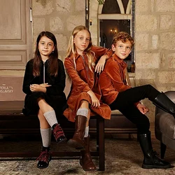 Vestido niña otoño-invierno con falda maxi y bolsillo