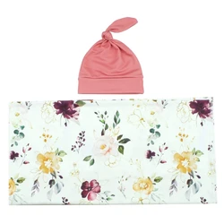 Manta de muselina para bebé recién nacido con turbante floral