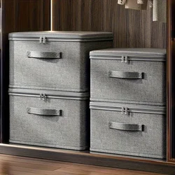 Caja de almacenamiento apilable plegable gris para juguetes y libros