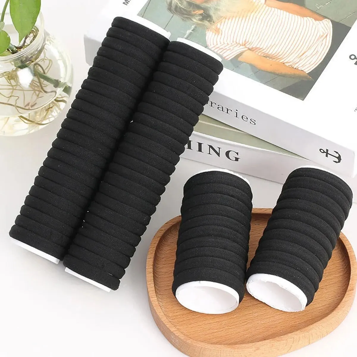 Diadema infantil negra elástica con lazos para el cabello - imagen 5