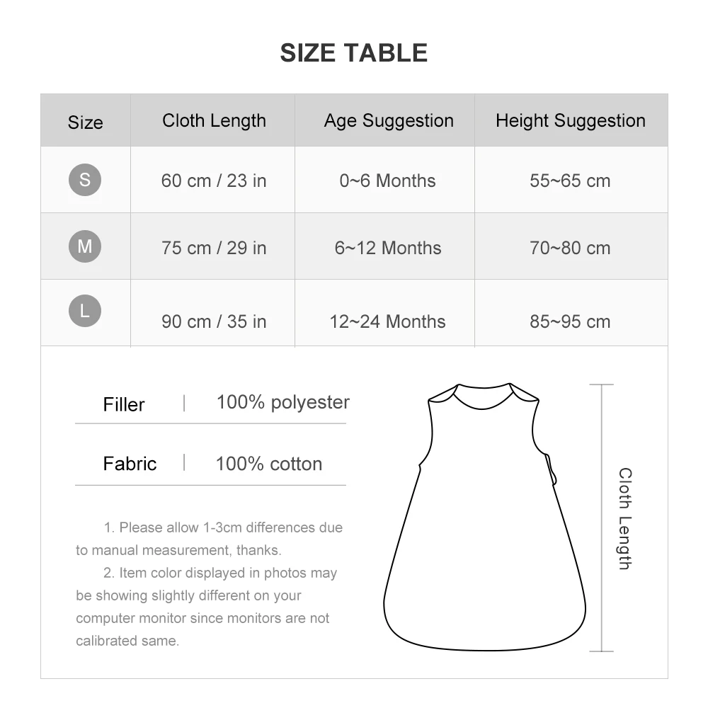 Saco de dormir ligero de algodón para bebé – suave y transpirable