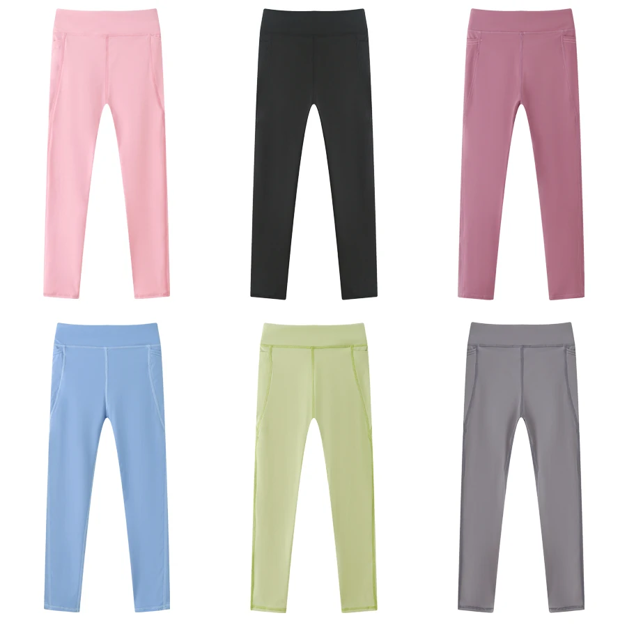 Le.ggings deportivos elásticos para niñas – Cintura alta con bolsillo - imagen 3