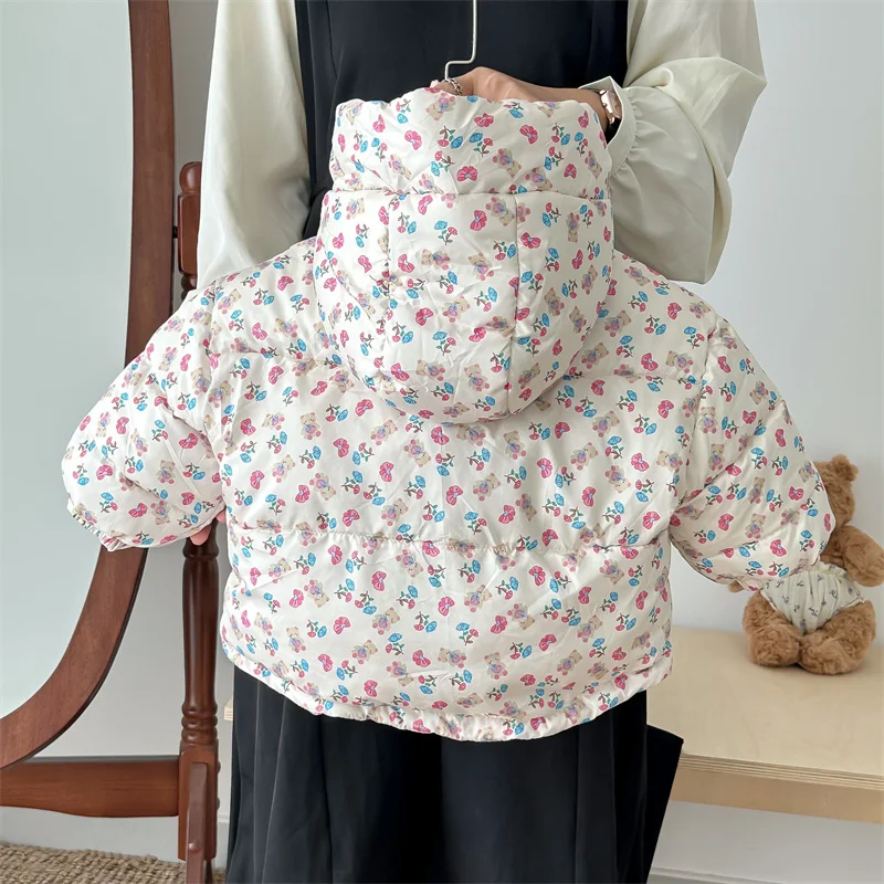 Abrigo acolchado de invierno para niña con cremallera y capucha - imagen 3