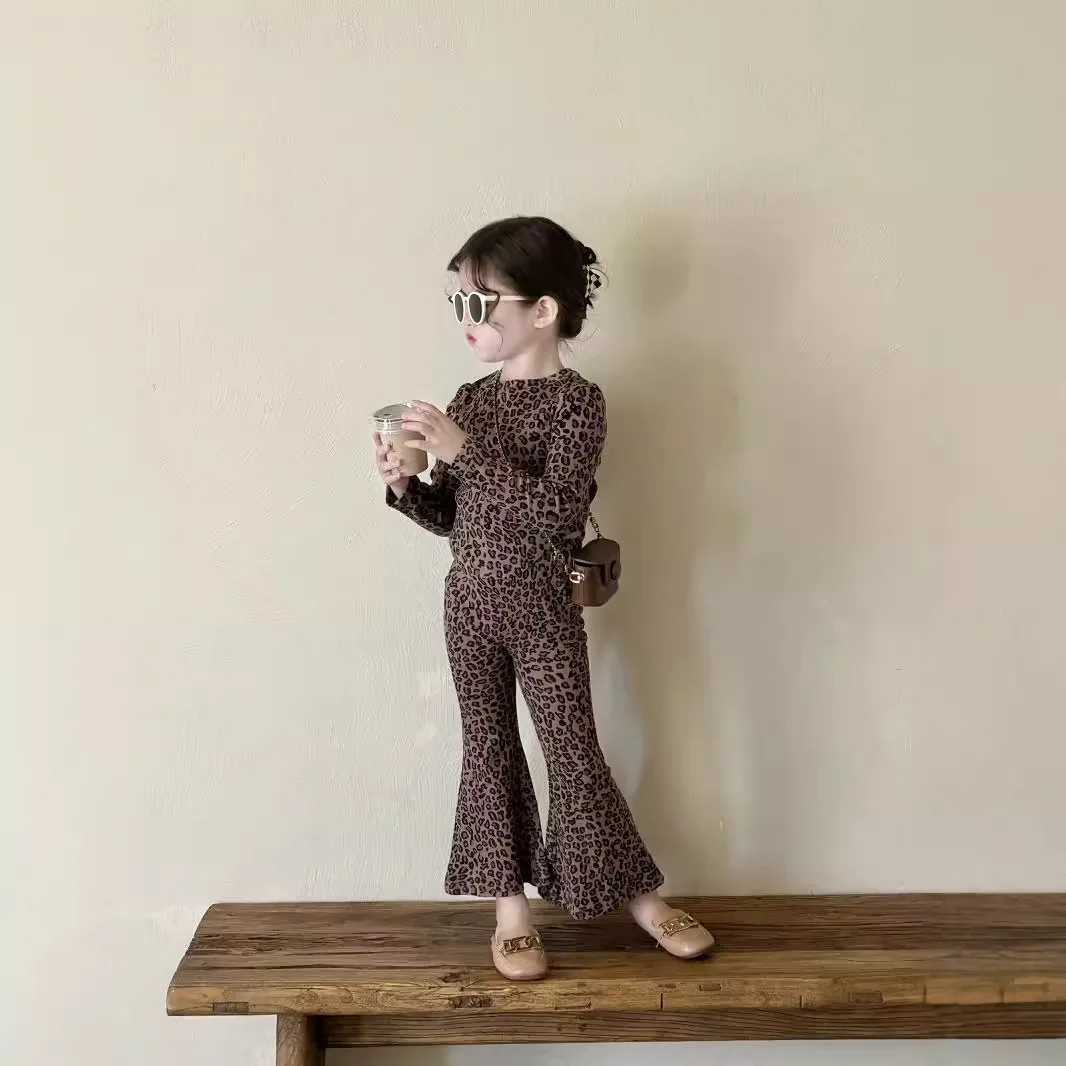 Conjunto leopardo dos piezas manga larga para niña primavera-otoño - imagen 5