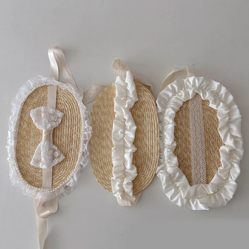 Sombrero de paja playero vintage para niña - imagen 3
