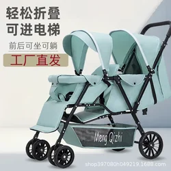 Coche gemelar plegable al aire libre, se reclina y tumbado para bebé