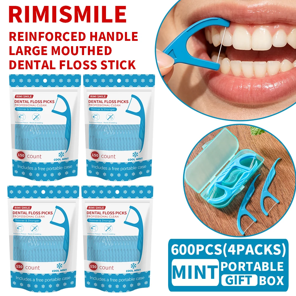 Hilo dental con palillo de menta y estuche de viaje portátil