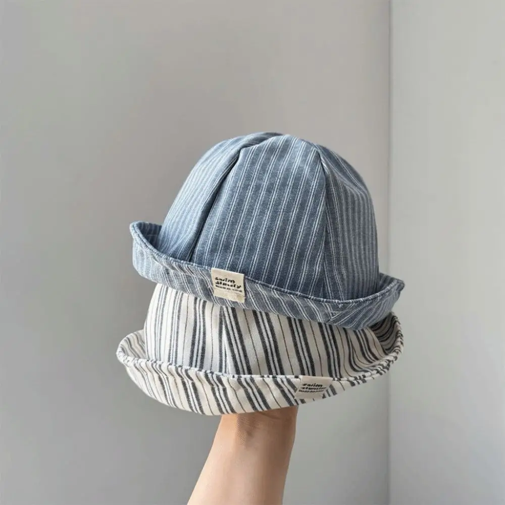 Gorro panamá de algodón para bebé con rayas suaves y visera - imagen 3