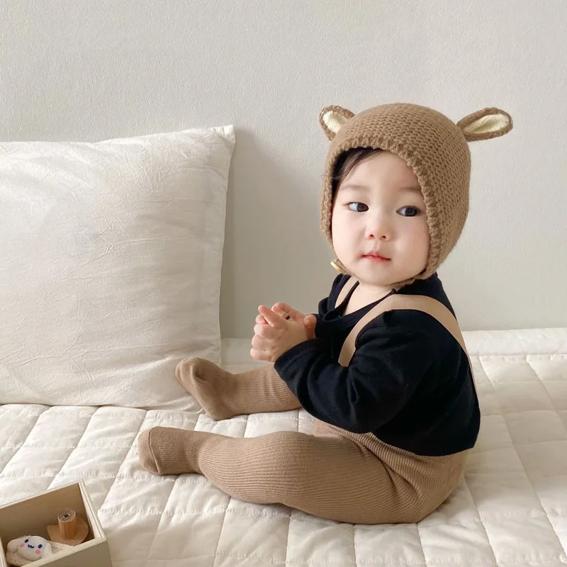 Gorro infantil con orejas para recién nacidos en rosa