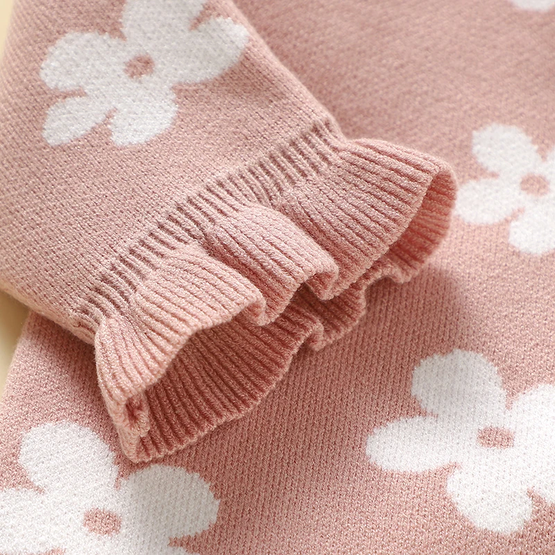 Pelele infantil floral de punto manga larga para otoño e invierno - imagen 5