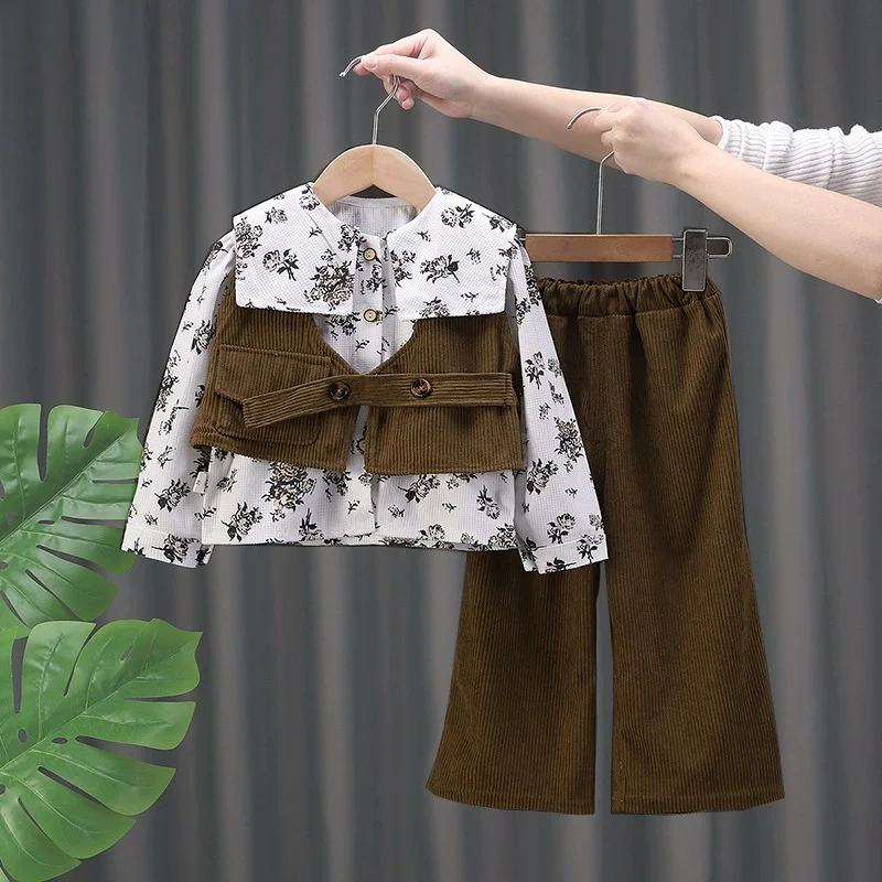 Conjunto infantil para niña – Otoño/primavera floral tres piezas - imagen 3