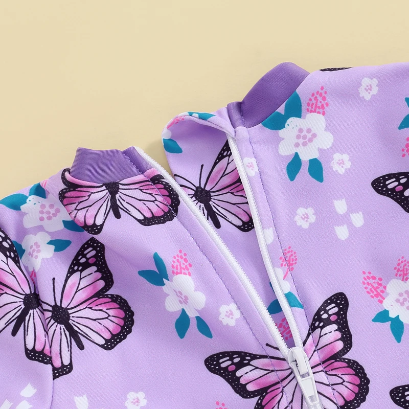 Bikini de niña manga larga con estampado floral y mariposas - imagen 5