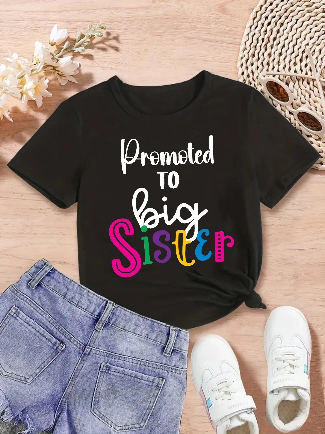 Camiseta bebé para anuncio embarazo hermana mayor con estampado - imagen 4