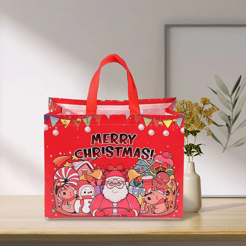 Bolsas de regalo no tejidas de Navidad y Año Nuevo rojas festivas - imagen 3