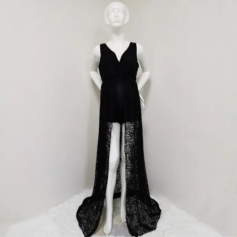 Vestido de maternidad sin mangas de encaje para sesión de fotos - imagen 4