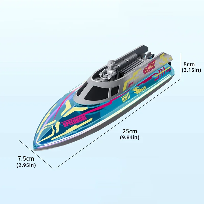 Barco RC impermeable acrobático de alta velocidad con luces - imagen 2