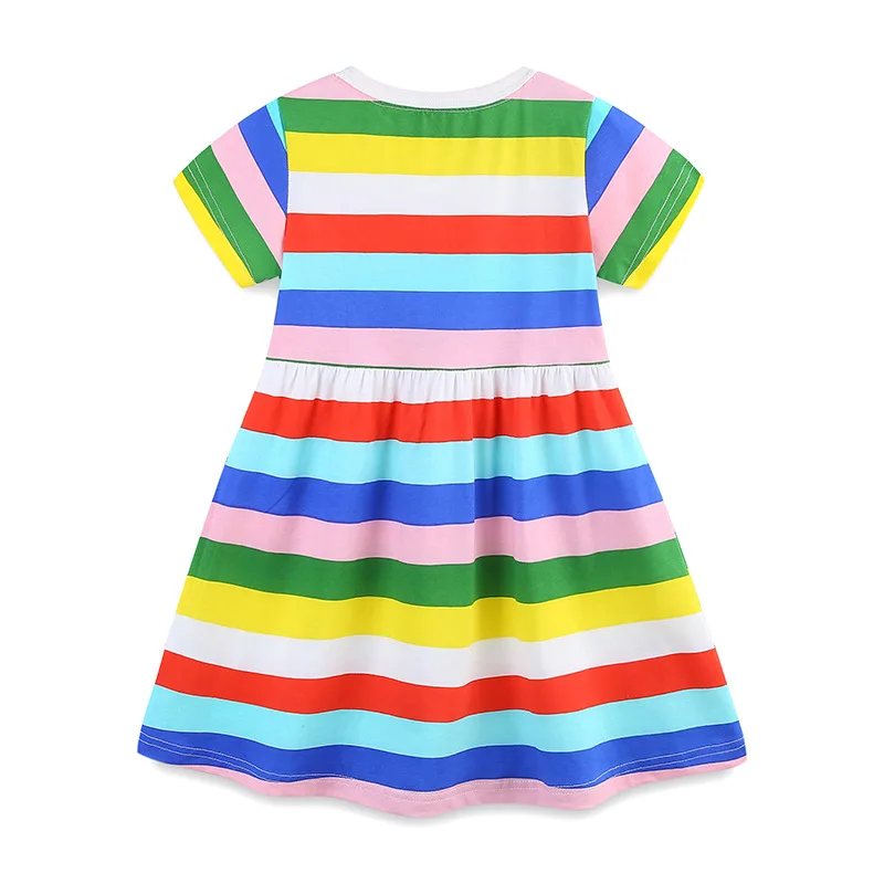 Vestido de algodón veraniego para niñas estilo princesa con arcoíris - imagen 3