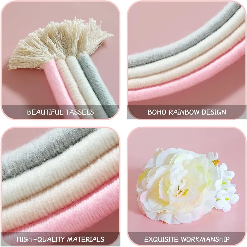 Decoración de macramé con arcoíris para sesión de bebé - imagen 2