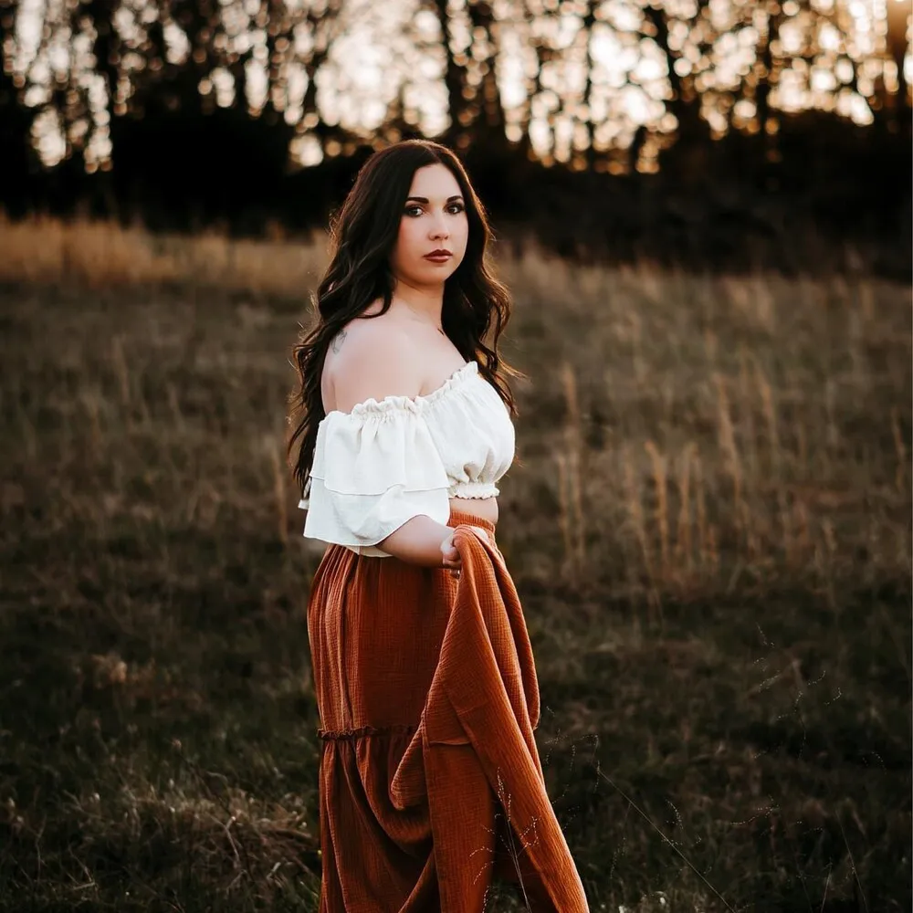 Vestido premamá de algodón – Cuello oblicuo para fotos
