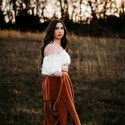 Vestido premamá de algodón – Cuello oblicuo para fotos