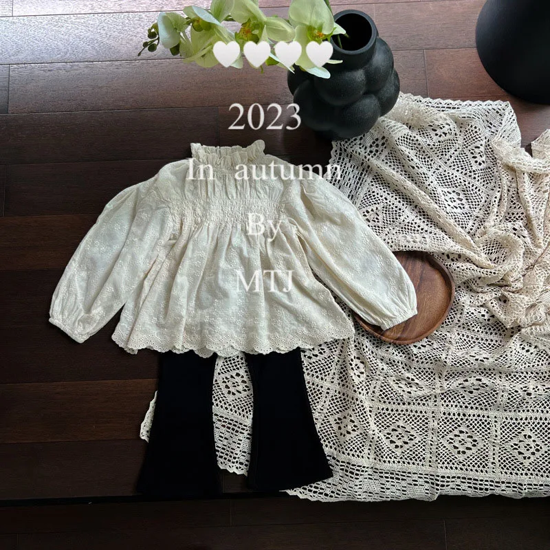 MILANCEL Blusa de manga larga con encaje para niña otoño - imagen 2