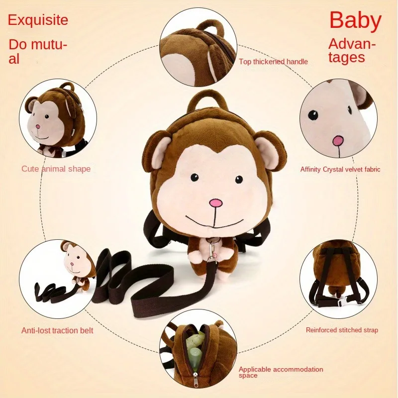 Mochila infantil con diseño de oso panda y arnés integrado